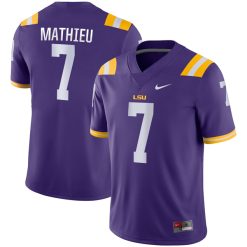 Tyrann Mathieu LSU Tigers Football Purple Home Jersey - All Stitched
