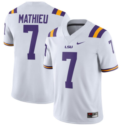 Tyrann Mathieu LSU Tigers Football White Away Jersey - All Stitched