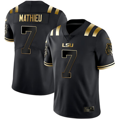Tyrann Mathieu LSU Tigers Football Black Gold Jersey - All Stitched