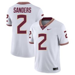 Deion Sanders Florida State Seminoles Football White Away Jersey - All Stitched