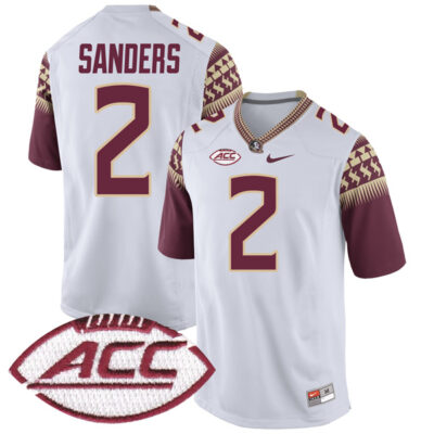 Deion Sanders Florida State Seminoles Football White Alternate Jersey - All Stitched