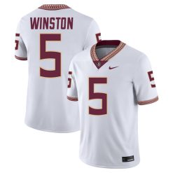 Jameis Winston Florida State Seminoles Football White Away Jersey - All Stitched