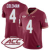 Keon Coleman Florida State Seminoles Football Garnet Home Jersey - All Stitched