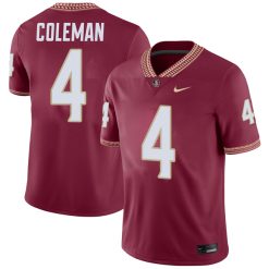 Keon Coleman Florida State Seminoles Football Garnet Home Jersey - All Stitched