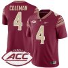 Keon Coleman Florida State Seminoles Football Garnet Alternate Jersey - All Stitched