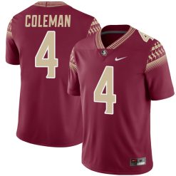 Keon Coleman Florida State Seminoles Football Garnet Alternate Jersey - All Stitched