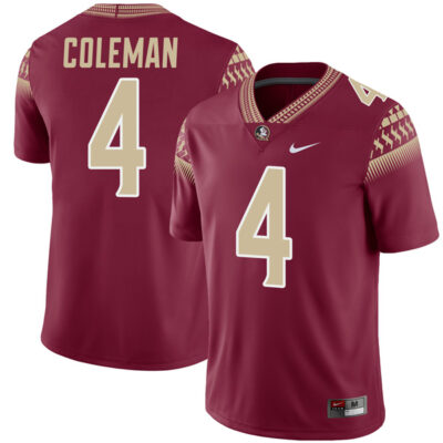Keon Coleman Florida State Seminoles Football Garnet Alternate Jersey - All Stitched