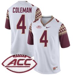 Keon Coleman Florida State Seminoles Football White Alternate Jersey - All Stitched