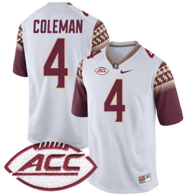 Keon Coleman Florida State Seminoles Football White Alternate Jersey - All Stitched