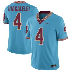 DJ Uiagalelei Florida State Seminoles Football Turquoise Blue Throwback Jersey - All Stitched