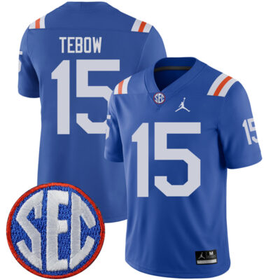 Tim Tebow Florida Gators Football Royal Home Jersey - All Stitched