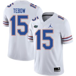 Tim Tebow Florida Gators Football White Away Jersey - All Stitched