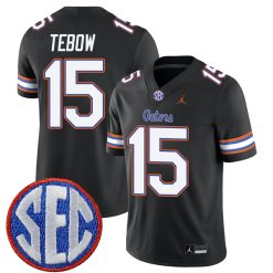 Tim Tebow Florida Gators Football Black Alternate Jersey - All Stitched