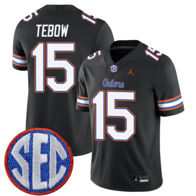 Tim Tebow Florida Gators Football Black Alternate Jersey - All Stitched