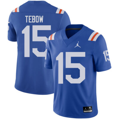 Tim Tebow Florida Gators Football Royal Throwback Jersey - All Stitched