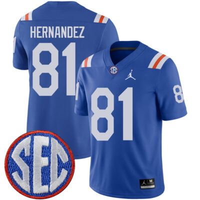 Aaron Hernandez Florida Gators Football Royal Throwback Jersey - All Stitched