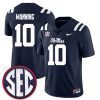 Eli Manning Ole Miss Rebels Football Navy Home Jersey - All Stitched