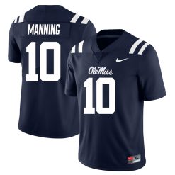 Eli Manning Ole Miss Rebels Football Navy Home Jersey - All Stitched
