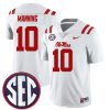 Eli Manning Ole Miss Rebels Football White Away Jersey - All Stitched