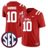 Eli Manning Ole Miss Rebels Football Red Alternate Jersey - All Stitched