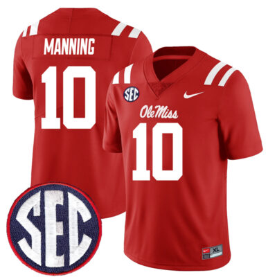 Eli Manning Ole Miss Rebels Football Red Alternate Jersey - All Stitched