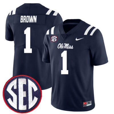 AJ Brown Ole Miss Rebels Football Navy Home Jersey - All Stitched