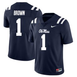 AJ Brown Ole Miss Rebels Football Navy Home Jersey - All Stitched