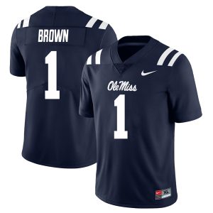 AJ Brown Ole Miss Rebels Football Navy Home Jersey - All Stitched