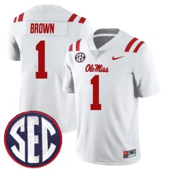 AJ Brown Ole Miss Rebels Football White Away Jersey - All Stitched