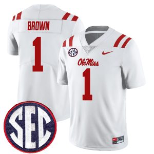 AJ Brown Ole Miss Rebels Football White Away Jersey - All Stitched