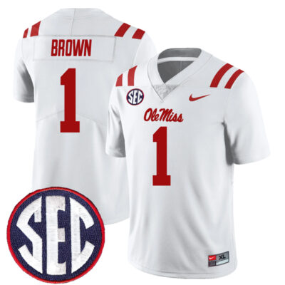 AJ Brown Ole Miss Rebels Football White Away Jersey - All Stitched