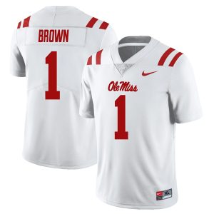 AJ Brown Ole Miss Rebels Football White Away Jersey - All Stitched