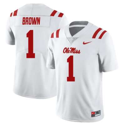 AJ Brown Ole Miss Rebels Football White Away Jersey - All Stitched