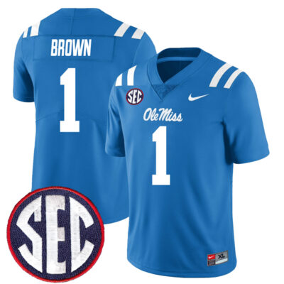 AJ Brown Ole Miss Rebels Football Powder Blue Alternate Jersey - All Stitched