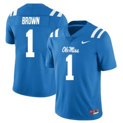 AJ Brown Ole Miss Rebels Football Powder Blue Alternate Jersey - All Stitched
