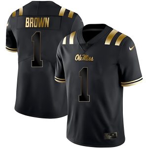AJ Brown Ole Miss Rebels Football Black Gold Jersey - All Stitched