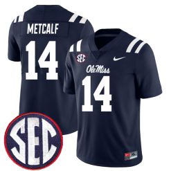 DK Metcalf Ole Miss Rebels Football Navy Home Jersey - All Stitched