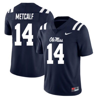 DK Metcalf Ole Miss Rebels Football Navy Home Jersey - All Stitched