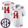 DK Metcalf Ole Miss Rebels Football White Away Jersey - All Stitched