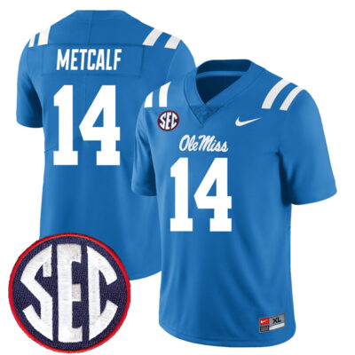 DK Metcalf Ole Miss Rebels Football Powder Blue Alternate Jersey - All Stitched