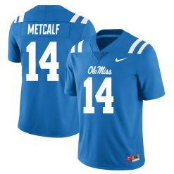 DK Metcalf Ole Miss Rebels Football Powder Blue Alternate Jersey - All Stitched