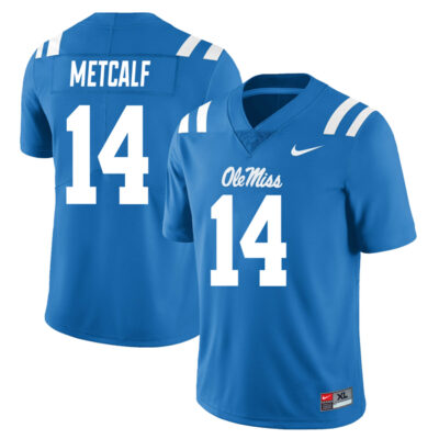 DK Metcalf Ole Miss Rebels Football Powder Blue Alternate Jersey - All Stitched