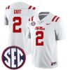 Jaxson Dart Ole Miss Rebels Football White Away Jersey - All Stitched