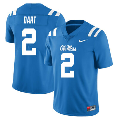 Jaxson Dart Ole Miss Rebels Football Powder Blue Alternate Jersey - All Stitched