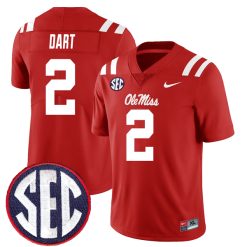 Jaxson Dart Ole Miss Rebels Football Red Alternate Jersey - All Stitched