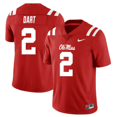 Jaxson Dart Ole Miss Rebels Football Red Alternate Jersey - All Stitched