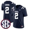 Matt Corral Ole Miss Rebels Football Navy Home Jersey - All Stitched