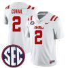 Matt Corral Ole Miss Rebels Football White Away Jersey - All Stitched
