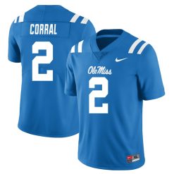 Matt Corral Ole Miss Rebels Football Powder Blue Alternate Jersey - All Stitched