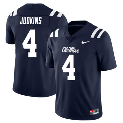 Quinshon Judkins Ole Miss Rebels Football Navy Home Jersey - All Stitched